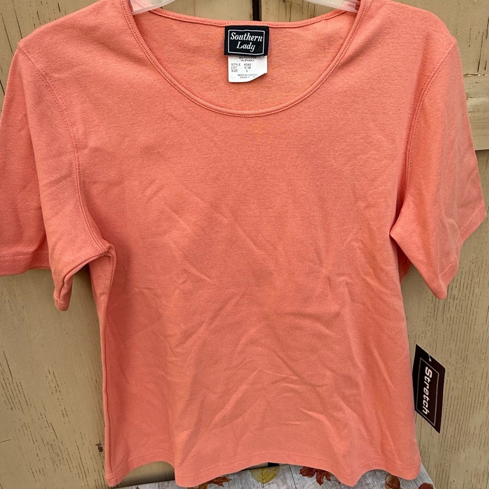 Southern Lady Peach Short Sleeve Blouse